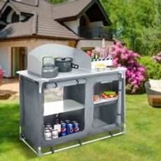 LivingAndHome Camping Table Kitchen Stand Unit Storage
