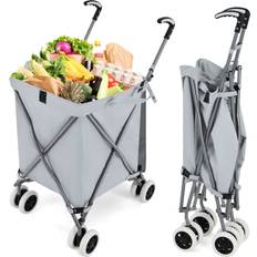 Grey Shopping Trolleys Costway 90L Folding Shopping Trolley with Removable - Grey