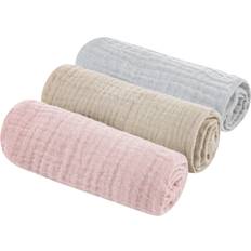 Muslin Cotton Wipes 3-Pack Grey/Sand/Rose