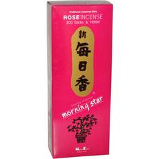 Alba Morning Star Incense Rose 200 Sticks with Ceramic Incense Holder Candlestick, Candle & Home Fragrance