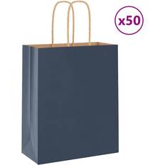 Blue Gift Bags vidaXL Paper Bags 50 pcs with Handles Brown 15x8x21cm