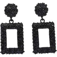 Shein 1pair European And American Style Vintage Alloy Textured Geometric Square Painted Ear Studs For Daily Wear