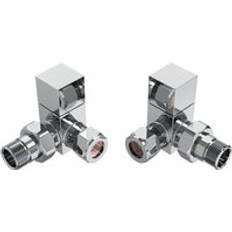 NRG Designer Bathroom Radiator Heated Towel Rail Valves Pair Chrome