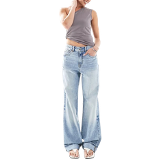Stradivarius Ljusblå dad jeans med vida ben