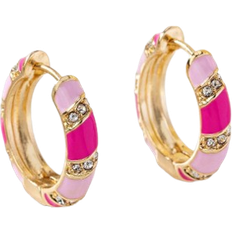 Shein 1pc Fashionable Simple Style All-Matched Lucky Egg Inspired Striped Handmade Oil Drop & Rhinestone Decor Hook Earrings