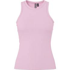 Dame - Pink Toppe Pieces Pcruka Ribbet Tanktop - Rosé