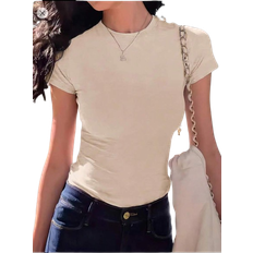 Shein Womens Summer Solid Color Round Neck Short Sleeve Casual TShirt