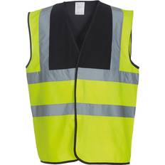 Work Vests Yoko Unisex Adult Hi-Vis Contrast Trim Waistcoat - Black/Yellow