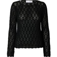 Selected Femme SLFNiva LS Knit O-neck - Black