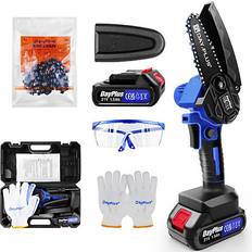 YouseaHome Mini Cordless Chainsaw 6 Inch Brushless with 2 Batteries 1500mAh 2 Chains