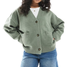 Monki Lysegrøn Strikket Cardigan Med Knapper Foran