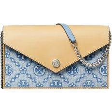 Tory Burch T Monogram Denim Envelope Chain Wallet - Seltzer