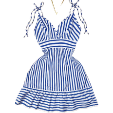 Shein Casual Stripe Printed TieFront Sleeveless Dress