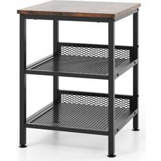 Nordic 3 Etagers Sidebord Med Metalstel Og 2 Gitterhylder Firkantet Sengebord Småbord 40x40cm
