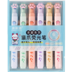 Design marker Shein 6pcs/set Cute Cat Paw Design Highlighter Pen