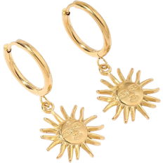 Titanium Earrings Shein French Vintage Style Titanium Steel Earrings Sun Pendant Hoop Earrings With HighEnd Feeling