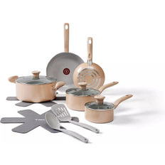 T-fal 12 pc Simply Cook Ceramic Beige Cookware Set with lid 12 Parts