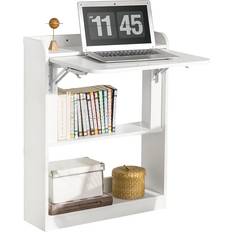 Foldable Writing Desks SoBuy FWT92-W Foldable Computer Desk Workstation Storage Shelves Writing Desk 58x64cm