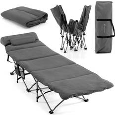 Hopfällbar madrass Tältsäng Hopfällbar Campingsäng Med Madrass 185 cm x 65 cm x 41-53 cm Grå