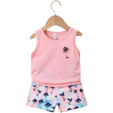 Shein Baby Boy Coconut Tree Print Tank Top Shorts