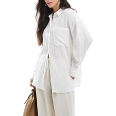 ASOS DESIGN Oversized Textured Cotton Shirt - White
