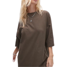 Topshop Oversized Drop Shoulder Tee - Dark Khaki/Green