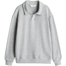 Viscose Tops H&M Jungen Long-sleeved polo shirt Grau 146/152 10-12Y
