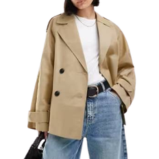ASOS DESIGN Kort Trenchcoat - Stenfärgad
