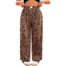 Shein Plus Size Leopard Print Wide Leg Pants - Casual