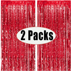 Shein Red Party Backdrop Metallic Foil Fringe 1/2/3pcs