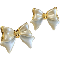 Shein pair Chic And Simple White Bowknot Elegant And Sweet Style Daily Fashion Earrings For Womens DateVacation Outfits
