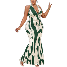 Shein Sexy Halterneck Strappy Print Dress Random Print