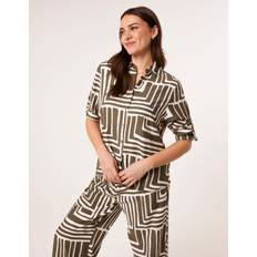 Green Suits Blue Vanilla Geometric Print Two Piece Set - Khaki