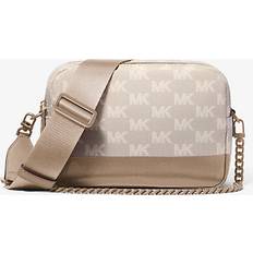 Natur Handväskor Michael Kors Bryant Medium Two-Tone Logo Jacquard and Leather Camera Crossbody Bag - Natural