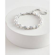Swarovski Pearl Bracelets Swarovski Matrix Tennis Bracelet With Rhodium Plate - White
