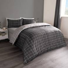 OHS Check Duvet Cover Black, Grey (200x135cm)