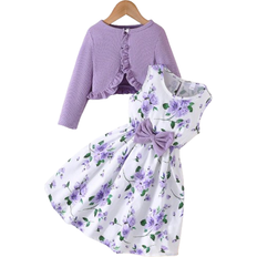Shein 2pcs/Set Girls' Fashion Jacket & Embroidered Mesh Slip Dress Formal Outfit, & Fall