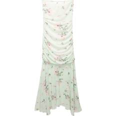 Gröna - Mesh Klänningar Pull&Bear Bandeau Klänning I Mesh Med Blommigt Mönster - Mintgrön