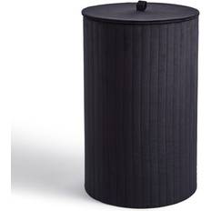 Dunelm Modern Luxe Ribbed Velvet Laundry Basket Black