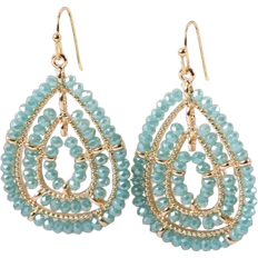 Shein pair HighEnd Luxury Colored Glass Bead Handmade Teardrop Shaped Vintage Style Dangle Earrings For Women Suitable For Daily Wear Vacation Part