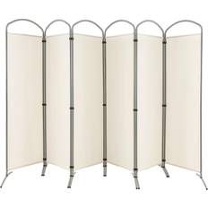 Casart 6-Delt Sammenleggbar Personvernskjerm Romdeler Stoffskillevegg 331 x 51 x 188 cm Beige Romavdeler 331x188cm 6st
