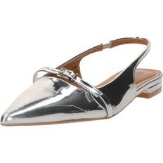 Vita Pumps Bianco Biabari Pointy Flat Slingback Faux Leather - Silver