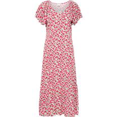 Rød Kjoler Ichi Ihaya DR5 Kvinde Multi Flower Midi Kjoler - Navy/Mint