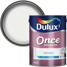 Dulux once white Dulux Once Cotton Matt Emulsion 5L Wall Paint White