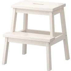 IKEA 401.788.88 Bekväm Tritthocker in Weiß aus Massivholz 43 x 50 x 39 cm Taburet