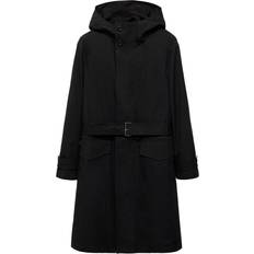 Men - Zipper Coats Mango Trench Coat With Belt And Hood - Black
