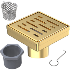 Plumbing Hydroware 4 in x 4 in Gold Stainless Steel Shower Drain HYD-0019