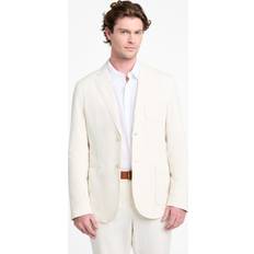 Guess Blazers Guess Linen-Blend Single-Breasted Blazer - Beige