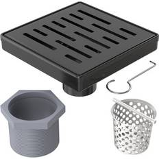 Floor Drains Hydroware 6 in x 6 in Black Stainless Steel Shower Drain HYD-0018