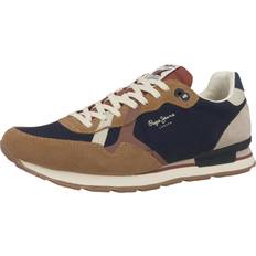 Pepe Jeans Herr Skor Pepe Jeans PMS40029 Brit Cover Tofflor Läder Karta Nyckelband - Brun